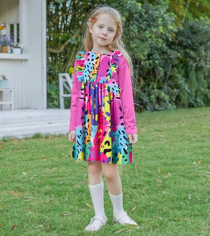 RAISEVERN Toddler Girl Ruffle Dress and Long Sleeve T-Shirt Set with Pocket Size 2-6 Years in Saudi Arabia