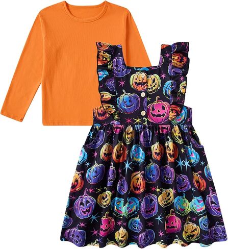 RAISEVERN Toddler Girl Ruffle Dress and Long Sleeve T-Shirt Set with Pocket Size 2-6 Years in Saudi Arabia