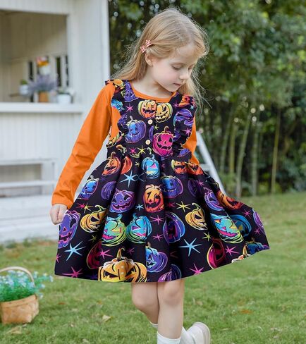 RAISEVERN Toddler Girl Ruffle Dress and Long Sleeve T-Shirt Set with Pocket Size 2-6 Years in Saudi Arabia