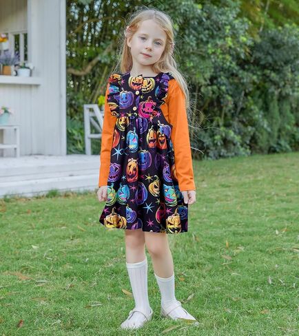 RAISEVERN Toddler Girl Ruffle Dress and Long Sleeve T-Shirt Set with Pocket Size 2-6 Years in Saudi Arabia