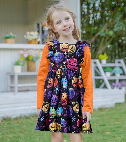 RAISEVERN Toddler Girl Ruffle Dress and Long Sleeve T-Shirt Set with Pocket Size 2-6 Years in Saudi Arabia