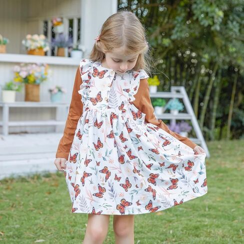 RAISEVERN Toddler Girl Ruffle Dress and Long Sleeve T-Shirt Set with Pocket Size 2-6 Years in Saudi Arabia