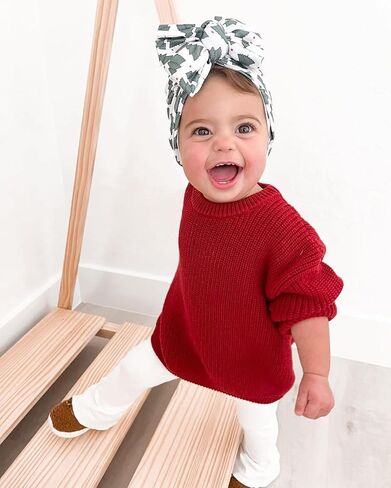 0-3T Baby Girl Christmas Outfits Holly Jolly Sweatshirt Toddler Girl Red Long Sleeve Knit Sweater Top in Saudi Arabia
