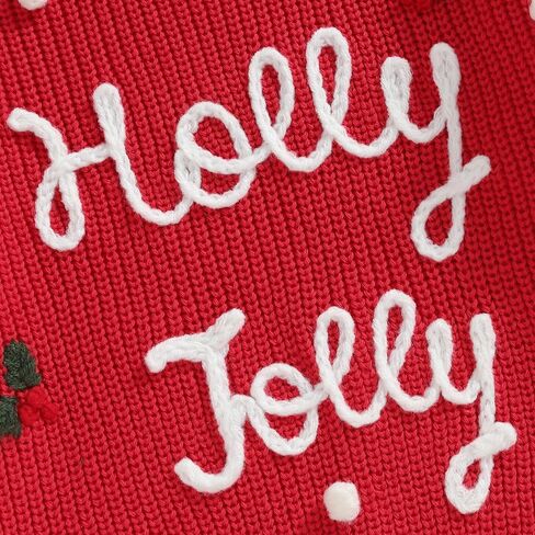 0-3T Baby Girl Christmas Outfits Holly Jolly Sweatshirt Toddler Girl Red Long Sleeve Knit Sweater Top in Saudi Arabia