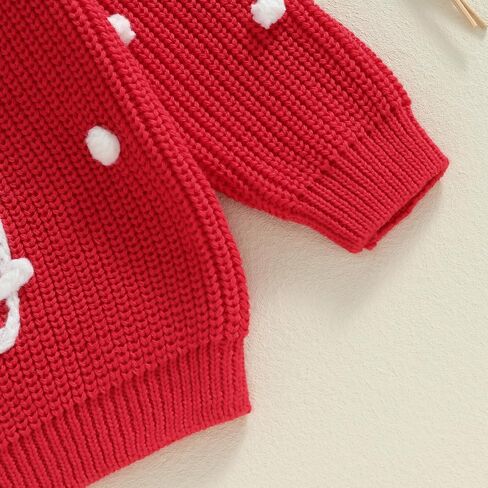 0-3T Baby Girl Christmas Outfits Holly Jolly Sweatshirt Toddler Girl Red Long Sleeve Knit Sweater Top in Saudi Arabia