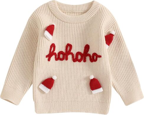 0-3T Baby Girl Christmas Outfits Holly Jolly Sweatshirt Toddler Girl Red Long Sleeve Knit Sweater Top in Saudi Arabia