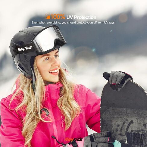 Ski Goggles Lenses are Produced by Carl Zeiss Vision Sunlens Snowboard Goggles with Interchangeable Magnetic Lens OTG Anti Fog Ski Glasses with UV400 Protection - Red in Saudi Arabia