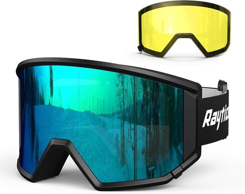 Ski Goggles Lenses are Produced by Carl Zeiss Vision Sunlens Snowboard Goggles with Interchangeable Magnetic Lens OTG Anti Fog Ski Glasses with UV400 Protection - Red in Saudi Arabia