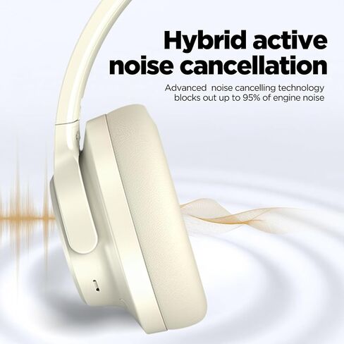 Noise Cancelling Headphones: Wireless Over Ear Bluetooth Headphones with 130H Playtime - Hi-Res Sound Custom EQ via App Deep Bass Comfort Fit Ear Cups for Travel Home Office in Saudi Arabia