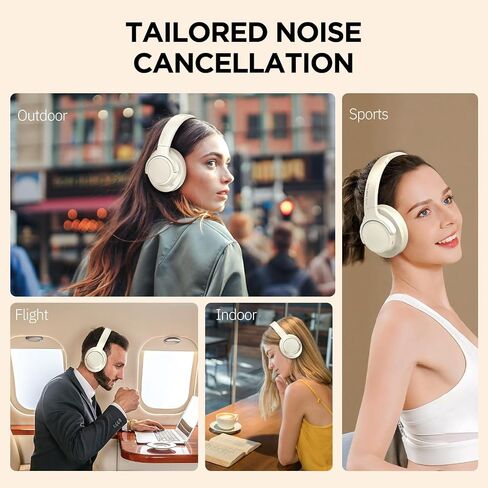 Noise Cancelling Headphones: Wireless Over Ear Bluetooth Headphones with 130H Playtime - Hi-Res Sound Custom EQ via App Deep Bass Comfort Fit Ear Cups for Travel Home Office in Saudi Arabia