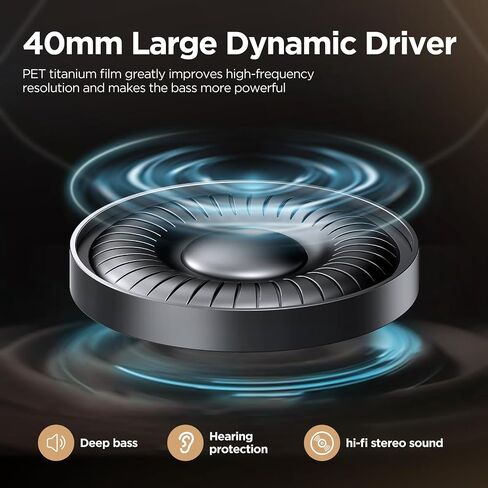 Noise Cancelling Headphones: Wireless Over Ear Bluetooth Headphones with 130H Playtime - Hi-Res Sound Custom EQ via App Deep Bass Comfort Fit Ear Cups for Travel Home Office in Saudi Arabia