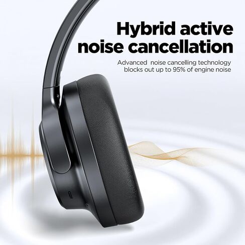 Noise Cancelling Headphones: Wireless Over Ear Bluetooth Headphones with 130H Playtime - Hi-Res Sound Custom EQ via App Deep Bass Comfort Fit Ear Cups for Travel Home Office in Saudi Arabia