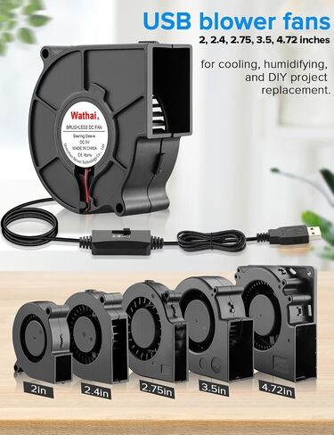 Wathai 75mm x 30mm Blower Fan Dual Ball with AC 110v - 240V Speed Control High Performance for for DIY Inflatable or Exhaust Cooling in Saudi Arabia