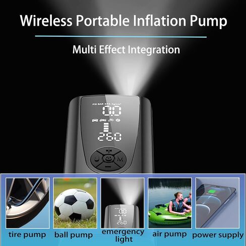 Wireless Portable Tire Air Compressor For Car - Upgrade Multiple Modes 22000mAh Tire Inflator 150 PSI High-Speed Inflation Pump Digital Air Compressor Tire Inflator Emergency Light-Black in Saudi Arabia