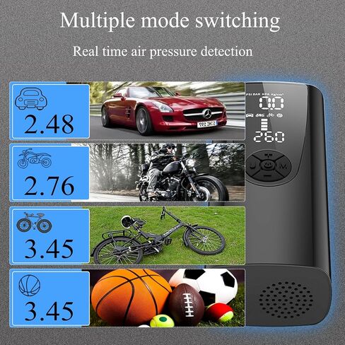 Wireless Portable Tire Air Compressor For Car - Upgrade Multiple Modes 22000mAh Tire Inflator 150 PSI High-Speed Inflation Pump Digital Air Compressor Tire Inflator Emergency Light-Black in Saudi Arabia