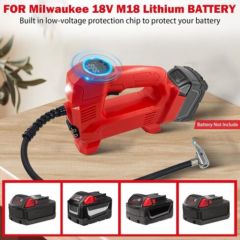 Tire Inflator for DEWALT 20V 60V MAX Battery, Portable Air Compressor Auto Tire Pump with Digital Pressure Gauge 150PSI for Car, Truck, Bikes, Ball (Tool Only, NO Battery) in Kuwait