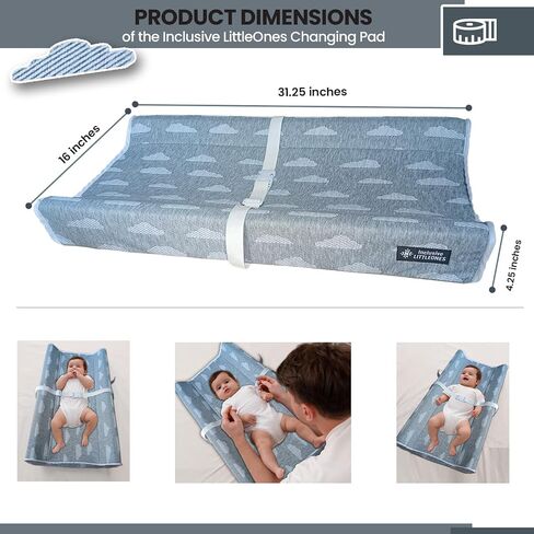 Deluxe Diaper Changing Pad - Removable & Washable Cover | Safety Strap Included | Non-Slip, Waterproof Bottom | Ergonomic Contoured Design for Ultimate Comfort in Saudi Arabia
