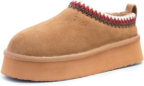 FITORY Womens Platform Slippers, Suede Ankle Boots with Fleece-lined for Indoor Outdoors Size 6-11 in Kuwait