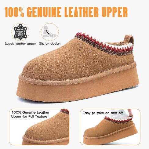 FITORY Womens Platform Slippers, Suede Ankle Boots with Fleece-lined for Indoor Outdoors Size 6-11 in Kuwait