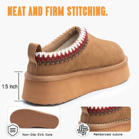 FITORY Womens Platform Slippers, Suede Ankle Boots with Fleece-lined for Indoor Outdoors Size 6-11 in Kuwait