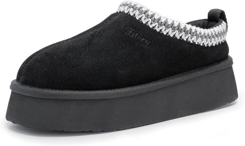 FITORY Womens Platform Slippers, Suede Ankle Boots with Fleece-lined for Indoor Outdoors Size 6-11 in Kuwait