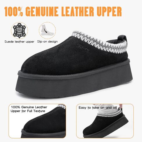 FITORY Womens Platform Slippers, Suede Ankle Boots with Fleece-lined for Indoor Outdoors Size 6-11 in Kuwait