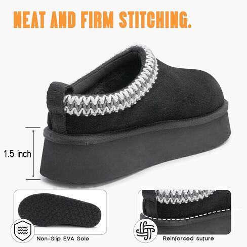 FITORY Womens Platform Slippers, Suede Ankle Boots with Fleece-lined for Indoor Outdoors Size 6-11 in Kuwait