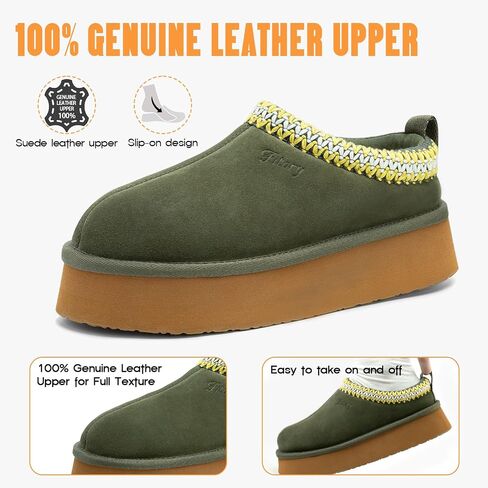 FITORY Womens Platform Slippers, Suede Ankle Boots with Fleece-lined for Indoor Outdoors Size 6-11 in Kuwait