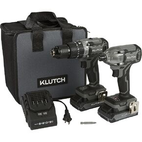 Klutch Hammer Drill/Driver and Impact Driver Kit, KLiQ 20 Volt Brushless, 1/2in. and 1/4in.
