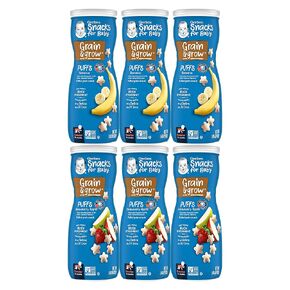 Gerber Graduates Puffs Cereal Snack, Banana and Strawberry Apple, 6 Count