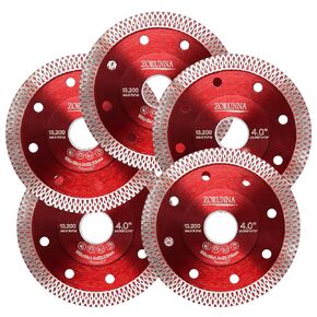5Pcs Diamond Saw Blades, 4" Tile Cutting Blade, Chip-Free Cutting Tile Saw Blade Dry and Wet Cutting Porcelain Ceramic Granite Marble Tile.