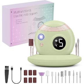 Upgrade 3 in 1 Cordless Nail Drill Electric File, Portable Electric Nail Clipper, Nail Care Set with UV Light for Acrylic Gel, Manicure Pedicure Polishing Shape Tool with Nail Drill Bits (White)
