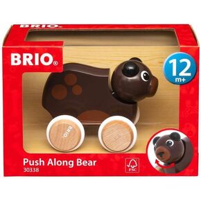 BRIO 30338 Push Along Bear | The Perfect Playmate for Your Toddler, White