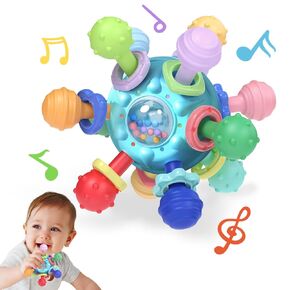 Baby Montessori Teething Toys for 0-6 6-12 Months, Baby Rattle Chew Sensory Toys for Babies 0 3 6 9 12 18 Months, Baby Teether Newborn Infant Toys Gifts for 1 2 Year Old Boys Girls