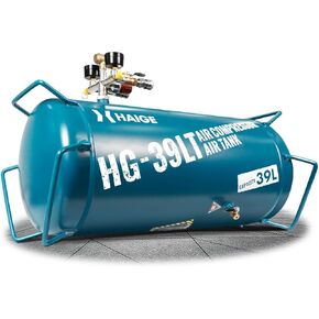10-Gallon Portable Air Tank with Pressure Gauge, Safety Relief Valve, Easy-to-Connect Air Compressor Input - 130 PSI Max Working Pressure Black