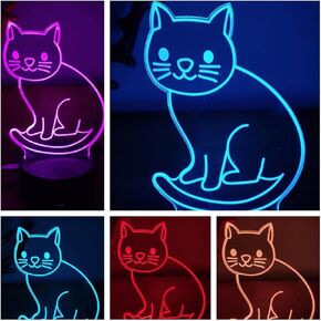 Xdorra Cat 3D Night Light Gift for Kids Girl, 3D Lamp for Small Cats, 7 Colors Kitty Birthday Gifts Room Decor for Girls Kids Boys Daughter, Battery or USB Charging