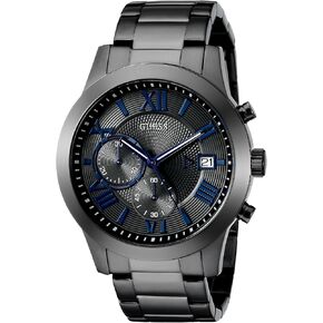 GUESS Gold-Tone Stainless Steel + Black Chronogaph Bracelet Watch with Date. Color: Gold-Tone/Black (Model: U0668G8)