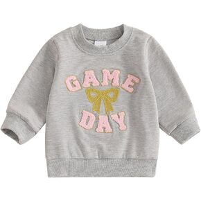 Toddler Baby Boy Girl Football Outfit Letters Crewneck Sweatshirt Long Sleeve Shirt Pullover Tops Fall Clothes