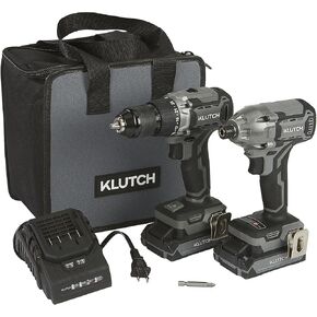Klutch Drill/Driver and Impact Driver Kit, KLiQ 20 Volt Brushless, 1/2in. and 1/4in.