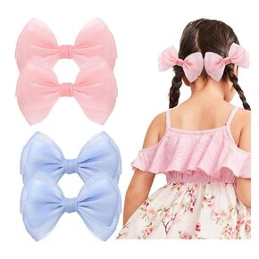 YanJie Hair Bows for Girls Hair Clips for Girls Tulle White Hair Bow Purple Blue Toddler Hair Accessories Barrettes Lace Bows Hairclips Toddlers Teens