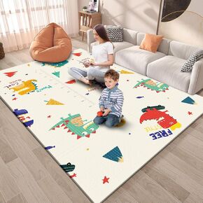 Baby Playpen Mat, 74" × 50“ Baby Play Mat for Floor, Baby Playmat for Playpen, Thick Ultra Soft Playpen Mat for Playing or Crawling, Provides Cushioning, Double-Sided Pattern (0.4" Thick)