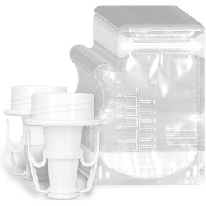 Breastmilk Storage Bag Adapters Compatible with Breast Pump - Extra 30 Pcs Storage Bags - Breastmilk Storage Bag Adapters Compatible with Standard and Wide Bottle