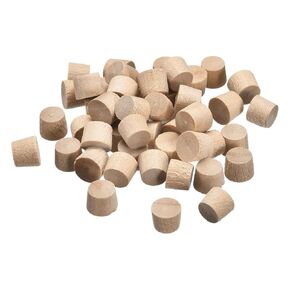 uxcell 50Pcs Flat Head Wood Plugs, 3/8 Inch Wooden Button Screw Plug Wood Plugs Screw Hole Covers for Furniture Tables Chair