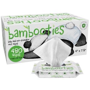 Bamboo Baby Wipes Unscented, Plant based Diaper Wipes for Sensitive Skin, Water based Wipes Baby Sensitive Skin 480 count bulk box of 80ct soft packs x 6