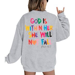 Christian Sweatshirt for Women Bible Verse Shirts Faith Pullover Inspirational Long Sleeve Shirts Casual Tops