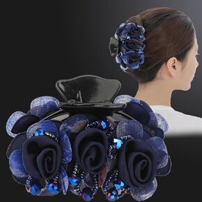 Women's Hair Accessories, Navy Blue Rose Flower Barrettes，ladies hair accessories，hair barrettes women，rose hair accessory，rose hair clip，hair flower，hair barrette，hair clips。