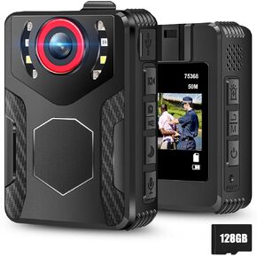 Body Camera with Audio and Video Recording: 1080P FHD Body Cam with IR Night Vision Video Recorder, 10HR Battery, 2.0" Screen, 128GB Wearable Bodycam for Personal Civilians, Police Law Enforcement
