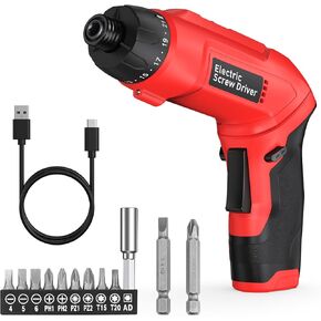 ORIA Cordless Screwdriver Set, Rechargeable Electric Screwdriver with 21+1 Torque, MAX 650RPM 7.1N.m, Type-C Charging Cable, Built-in LED Light, 2 Position Handle, for Electronics, Glasses