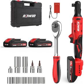 NAWIN 3/8" Cordless Ratchet Wrench ，Electric Ratchet Wrench with Two Battery And Charger, 60 Ft-lbs, Brushless Motor，Ratchet Wrench 3/8", Power Ratchet Tool Kit (20V 3/8" Cordless Ratchet)