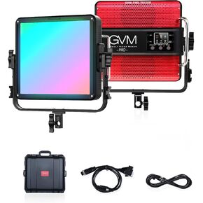 GVM 250W LED Video Light Panel, Photography Lighting with 21000 lux/0.5m, RGB Video Light 2700-75000K, CRI97+, Gel, HSI, 12 Effects, Studio Lighting for Video Recording with App/DMX/Battery